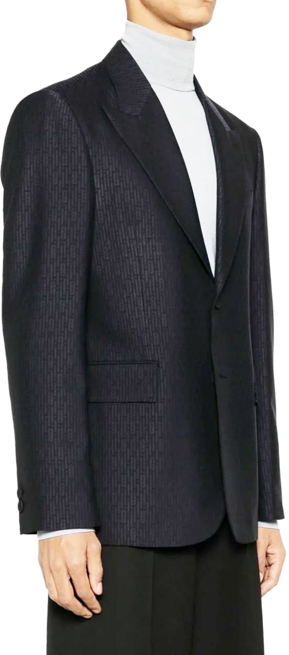 Fendi Fendi FF Motif Wool Jacket Blauw