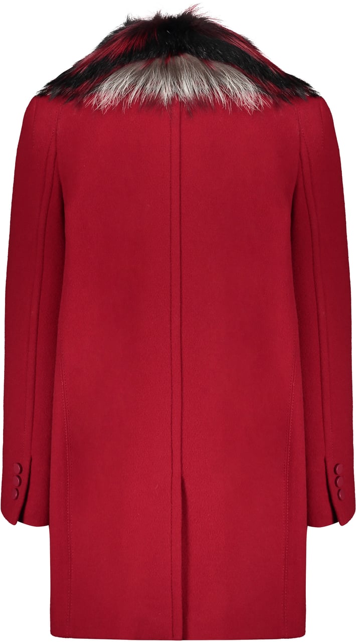 Fendi Virgin wool coat with fox fur Rood