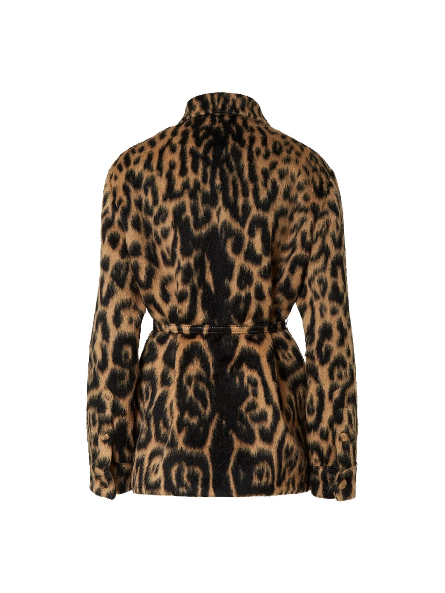 Fendi Leopard Go-To Wool-Blend Jacket Zwart