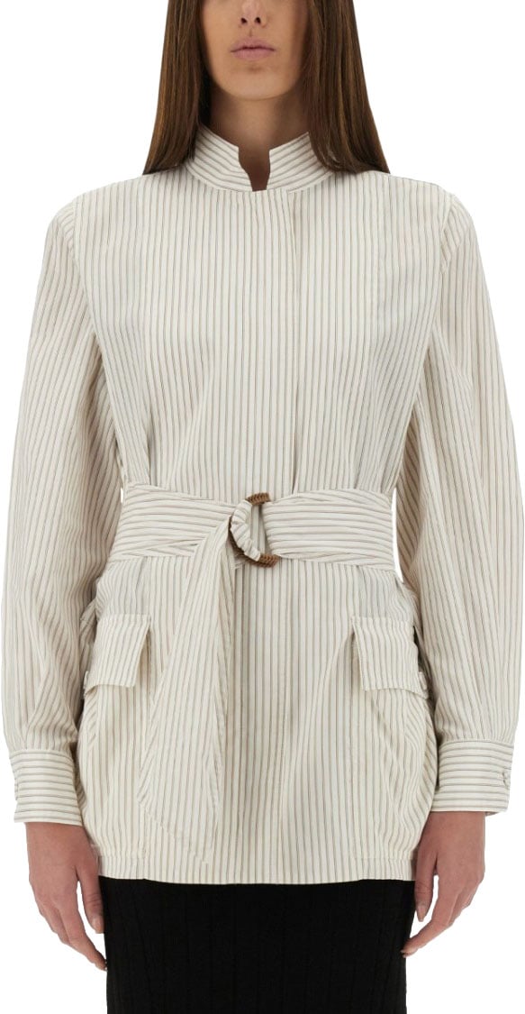 Fendi Structured Cotton And Silk Blouson Neutraal