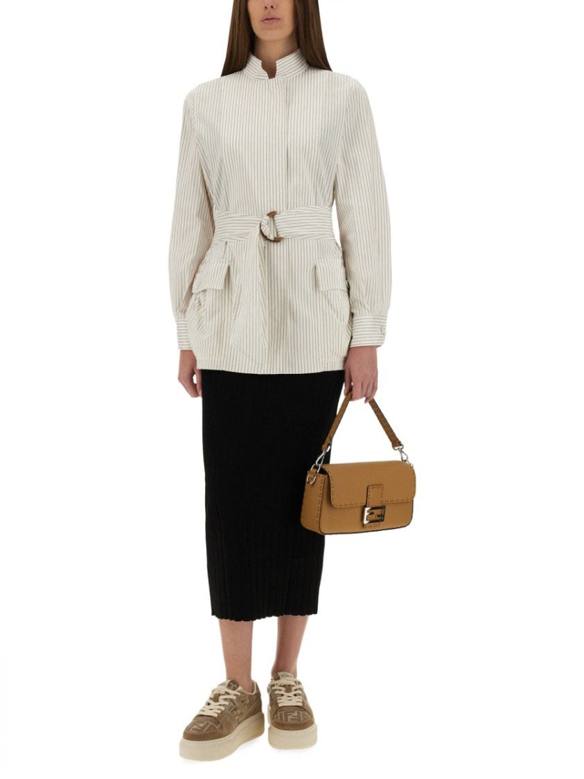 Fendi Structured Cotton And Silk Blouson Neutraal
