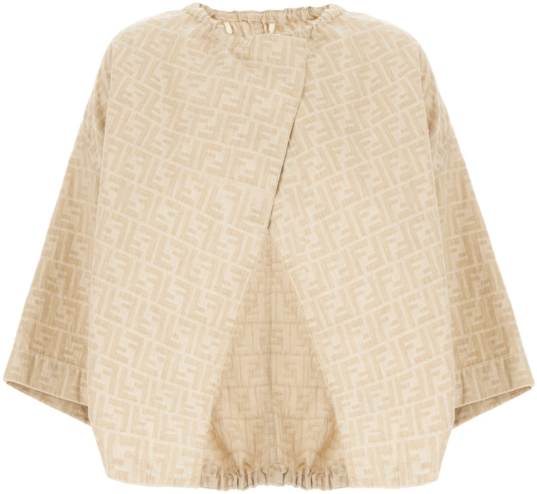 Fendi Fendi Sand linen blend jacket Neutraal