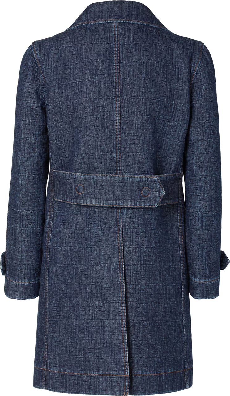 Fendi Caban FF Padded Double-Breasted Denim Coat Grijs