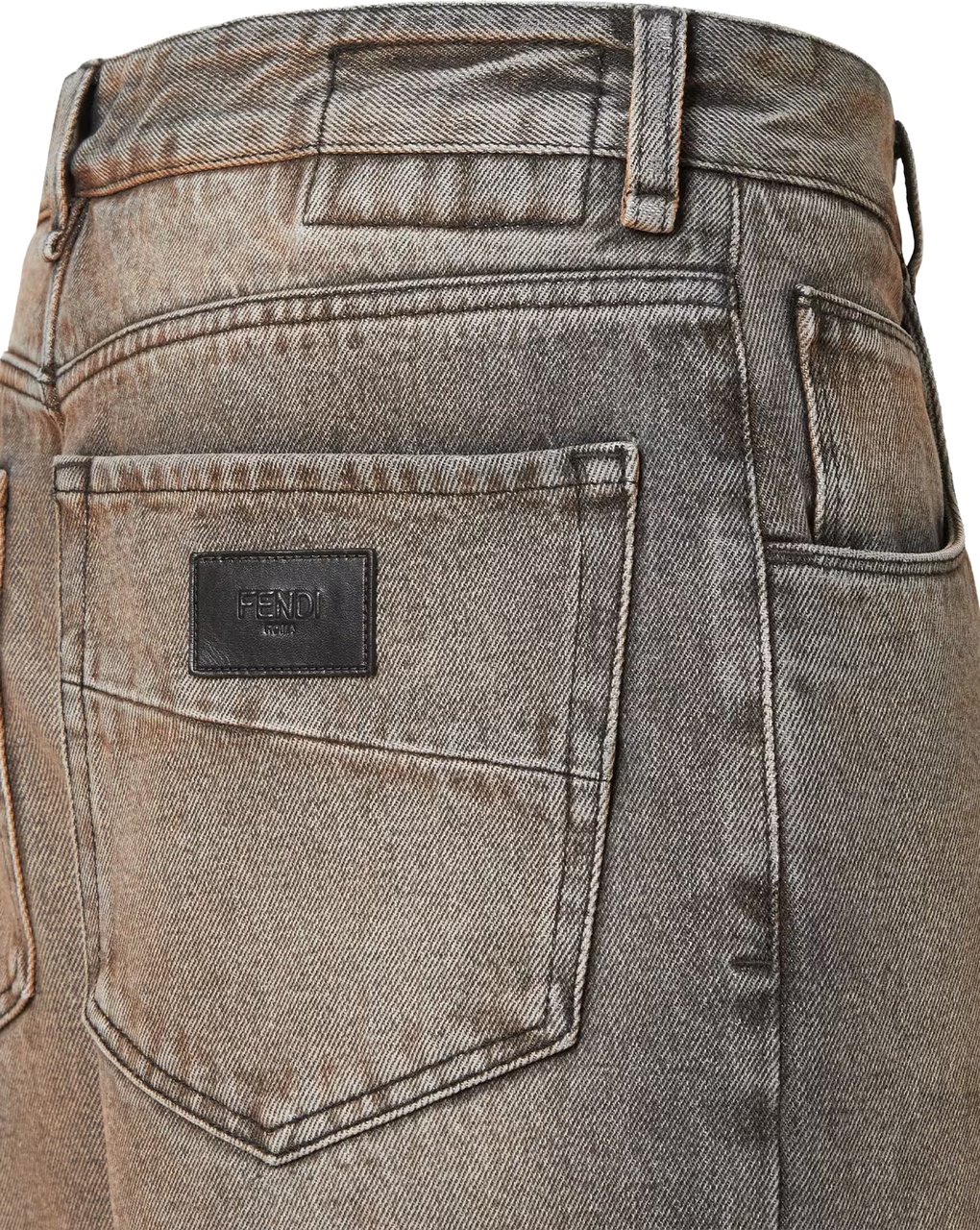 Fendi Mid-Length Faded Vintage Wash Denim Shorts Bruin
