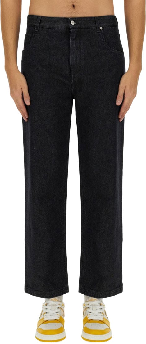 Fendi Relaxed Fit Straight Leg Denim Jeans Zwart