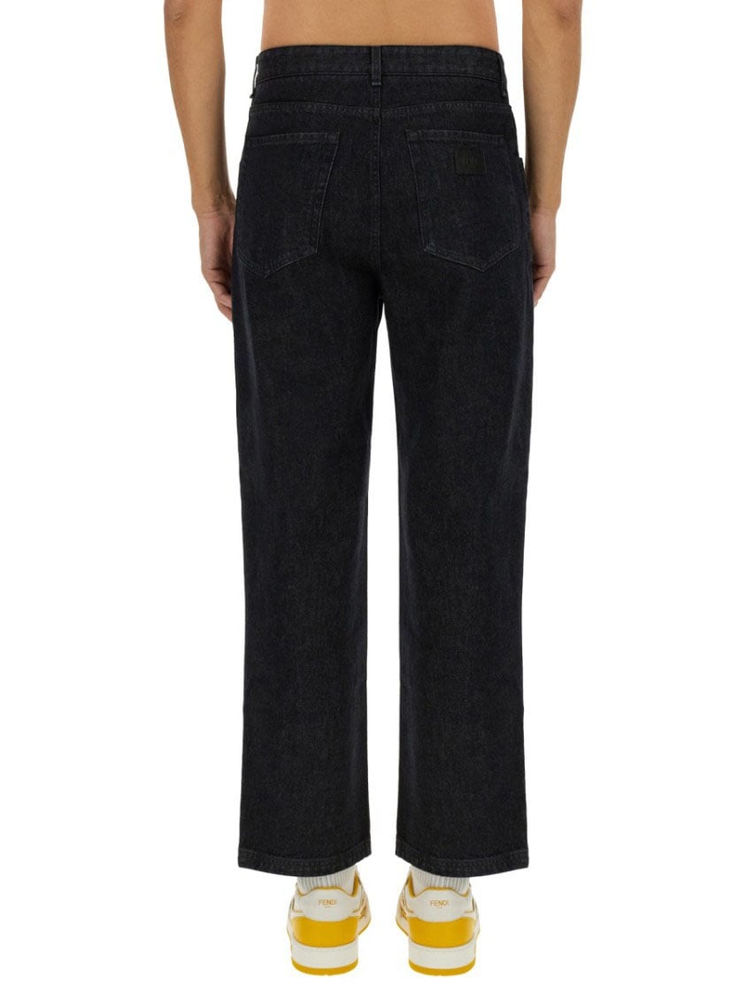 Fendi Relaxed Fit Straight Leg Denim Jeans Zwart