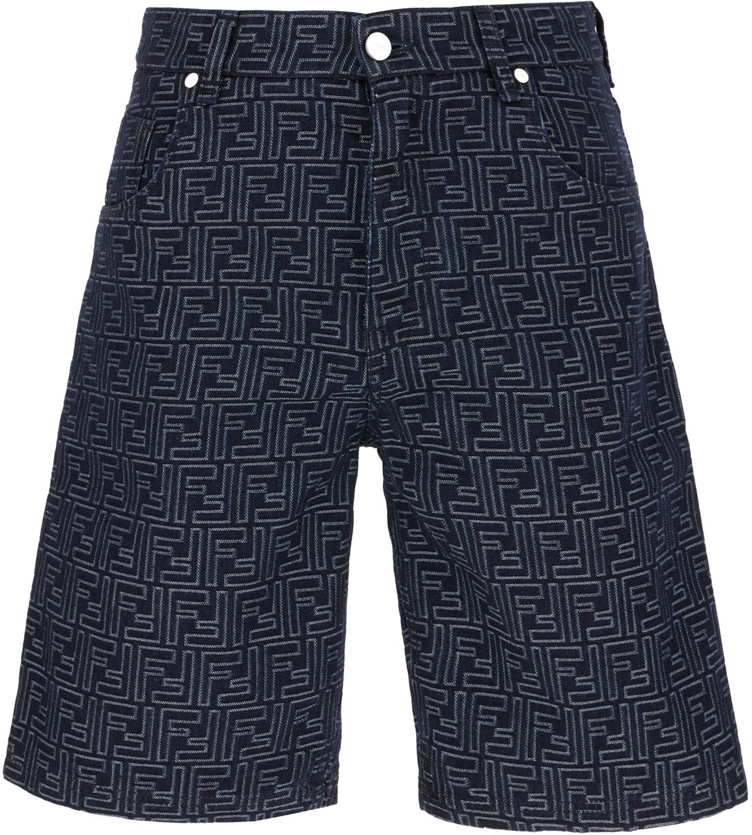 Fendi Fendi Embroidered denim bermuda shorts Blauw