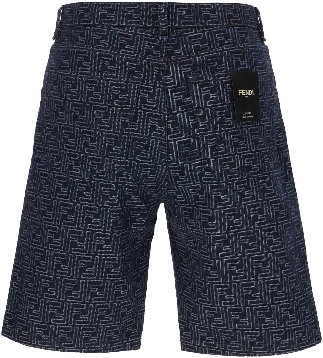 Fendi Fendi Embroidered denim bermuda shorts Blauw