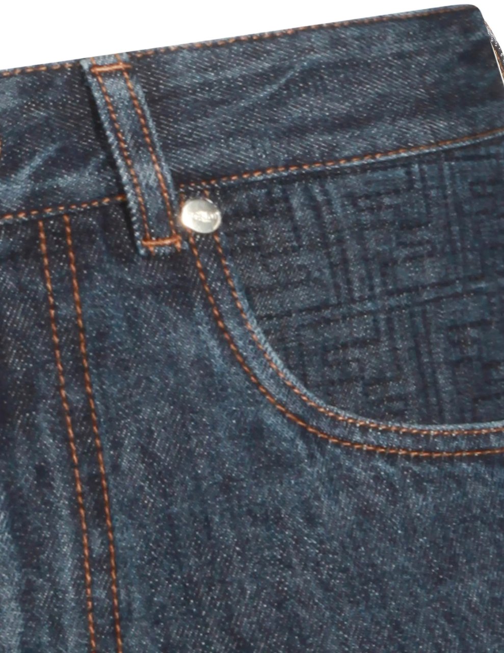 Fendi Short FF Padded Dark Denim Shorts Grijs