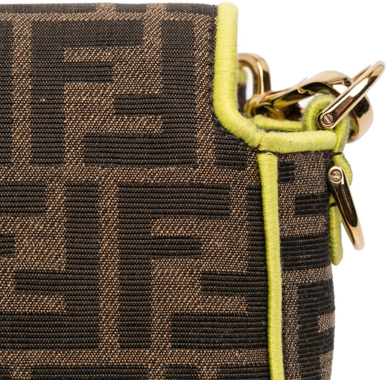 Fendi Zucca Embroidered Canvas Baguette Satchel Bruin