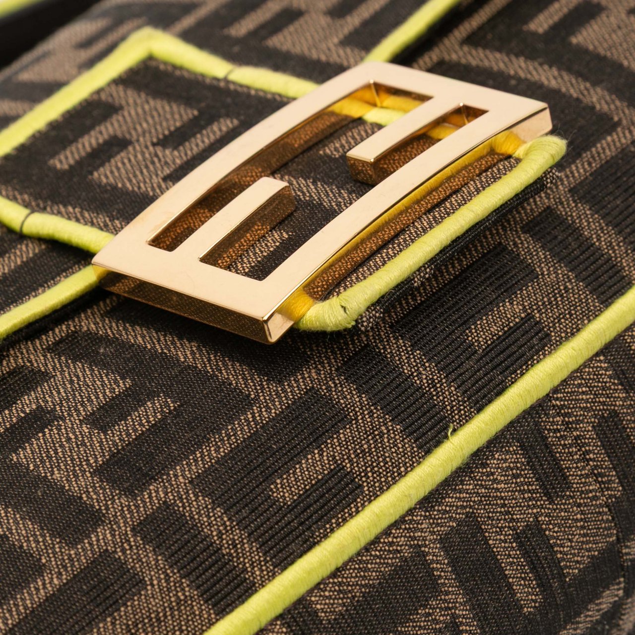 Fendi Zucca Embroidered Canvas Baguette Satchel Bruin