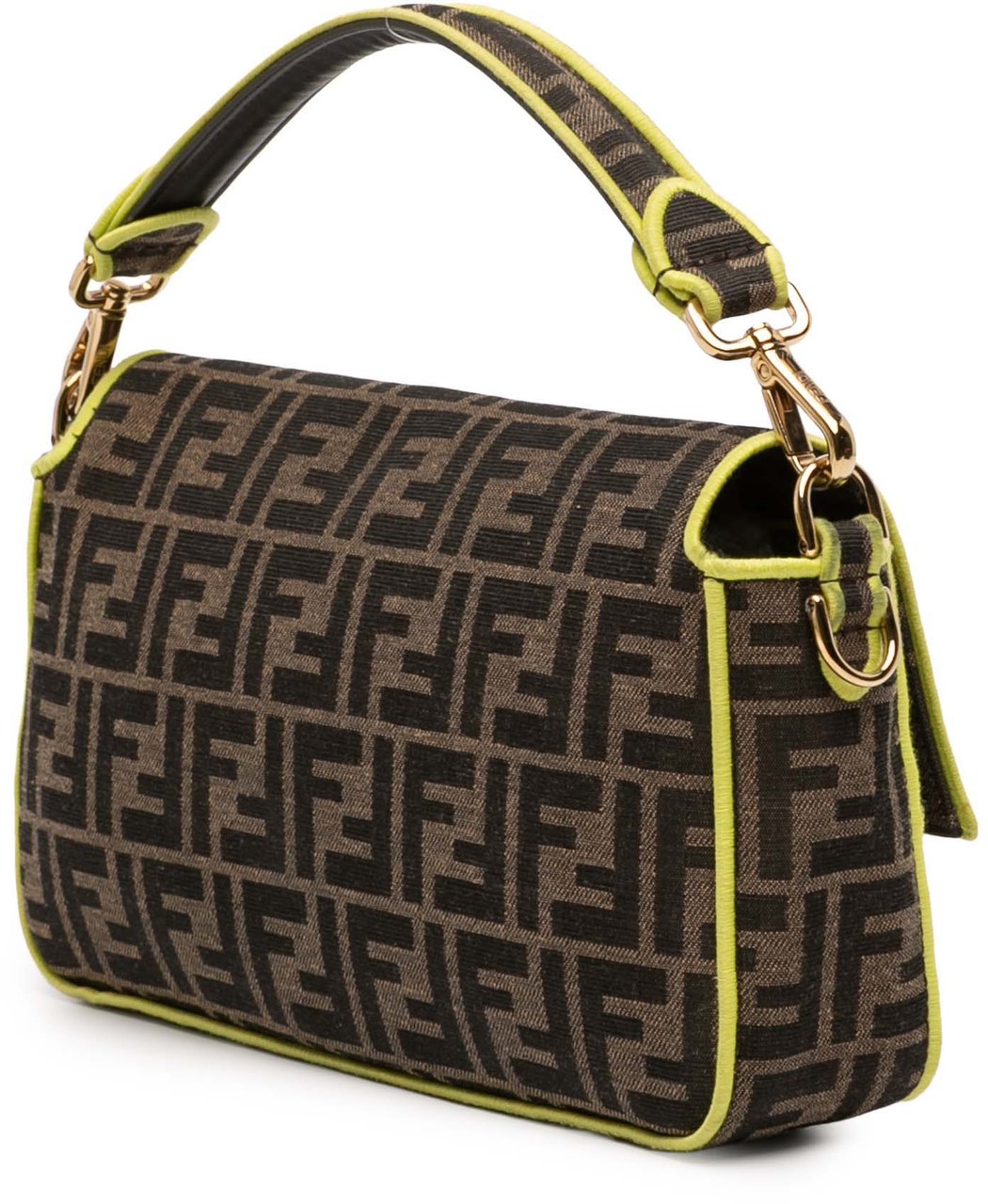 Fendi Zucca Embroidered Canvas Baguette Satchel Bruin