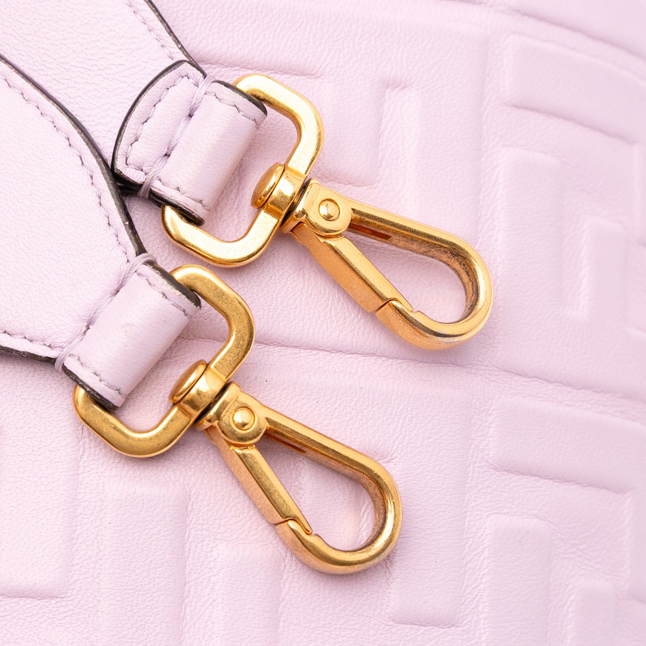 Fendi Medium Leather Embossed FF Baguette Satchel Roze