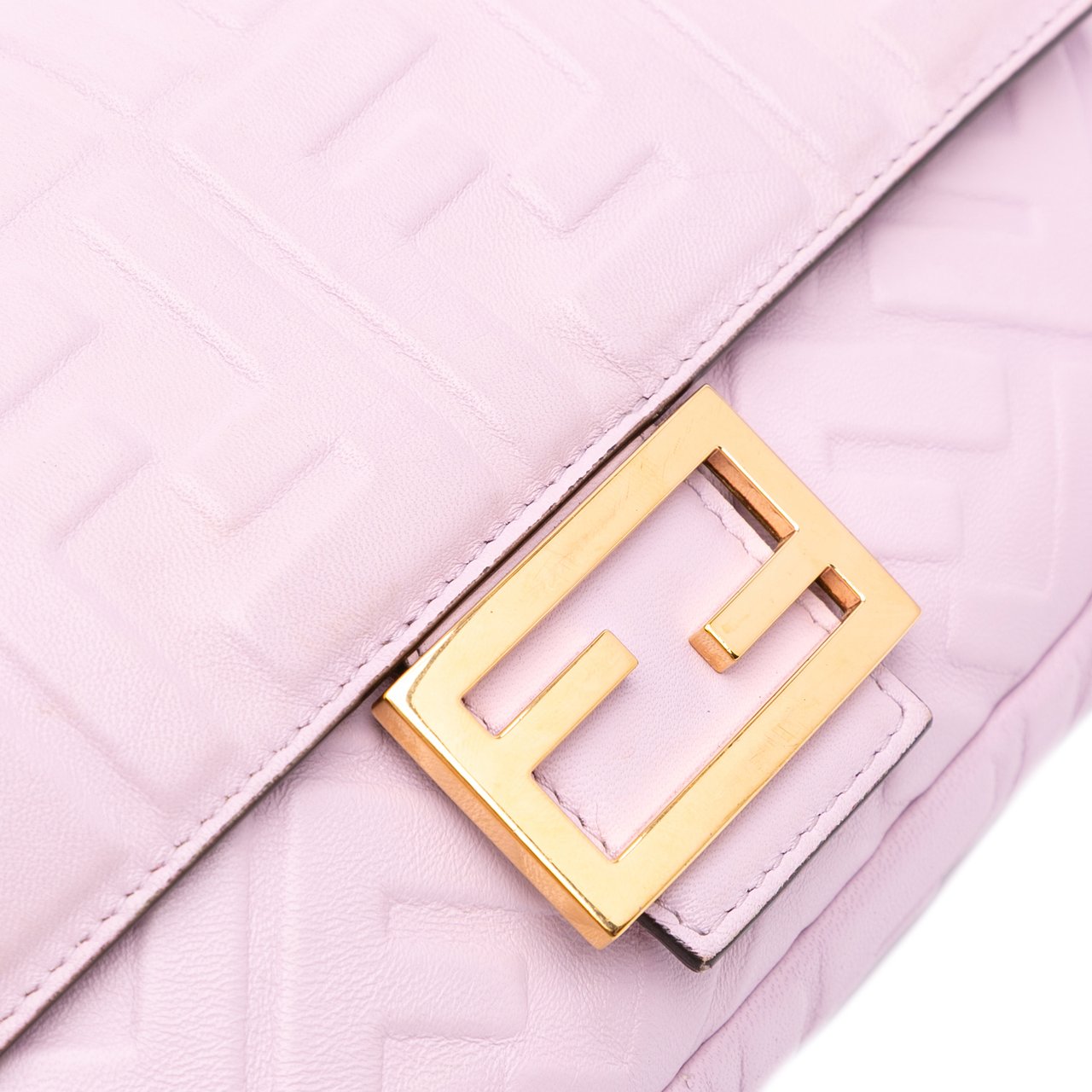 Fendi Medium Leather Embossed FF Baguette Satchel Roze