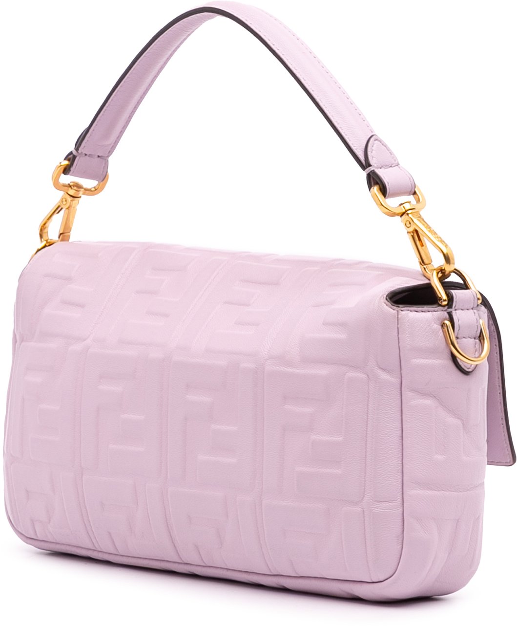 Fendi Medium Leather Embossed FF Baguette Satchel Roze