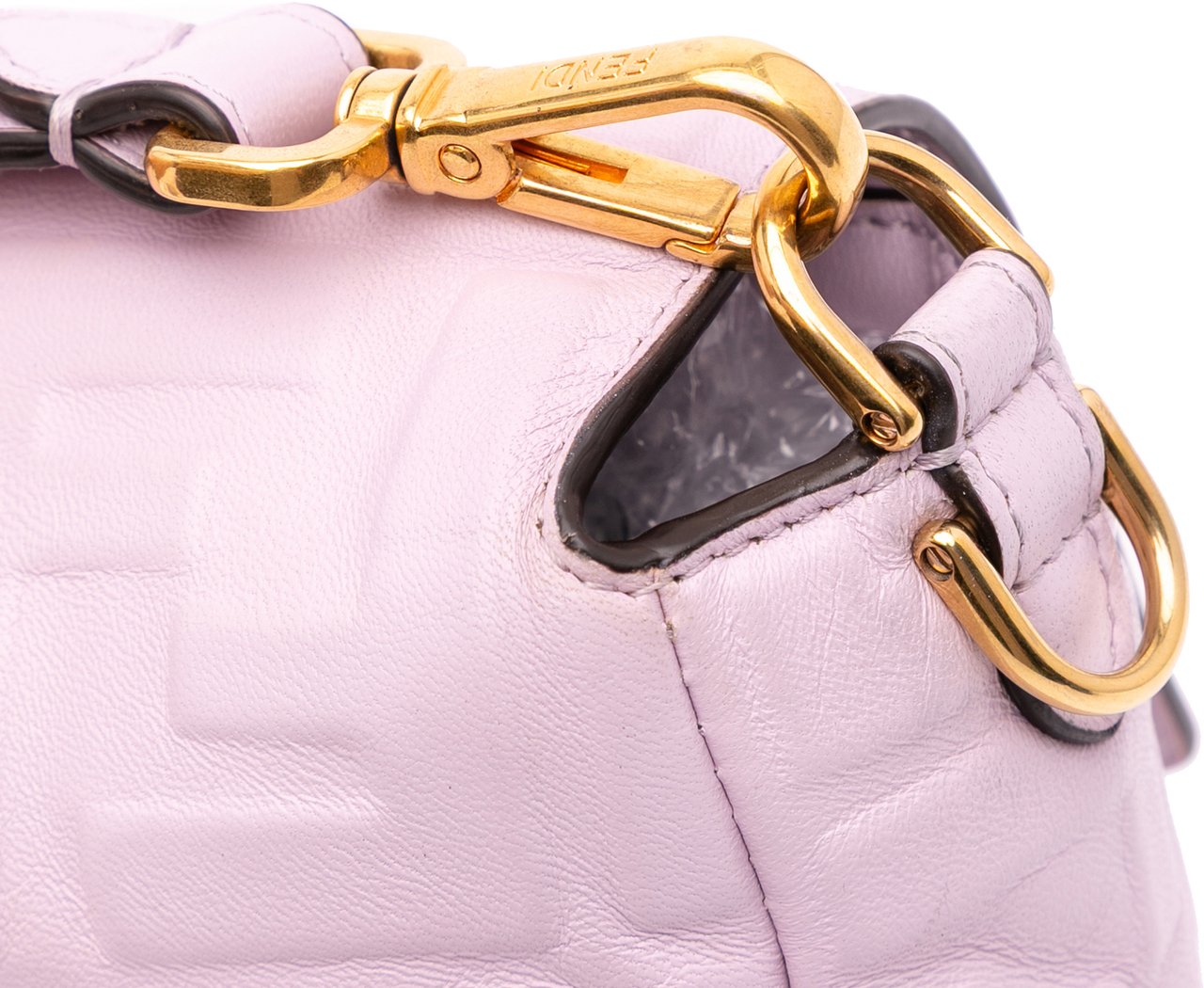 Fendi Medium Leather Embossed FF Baguette Satchel Roze