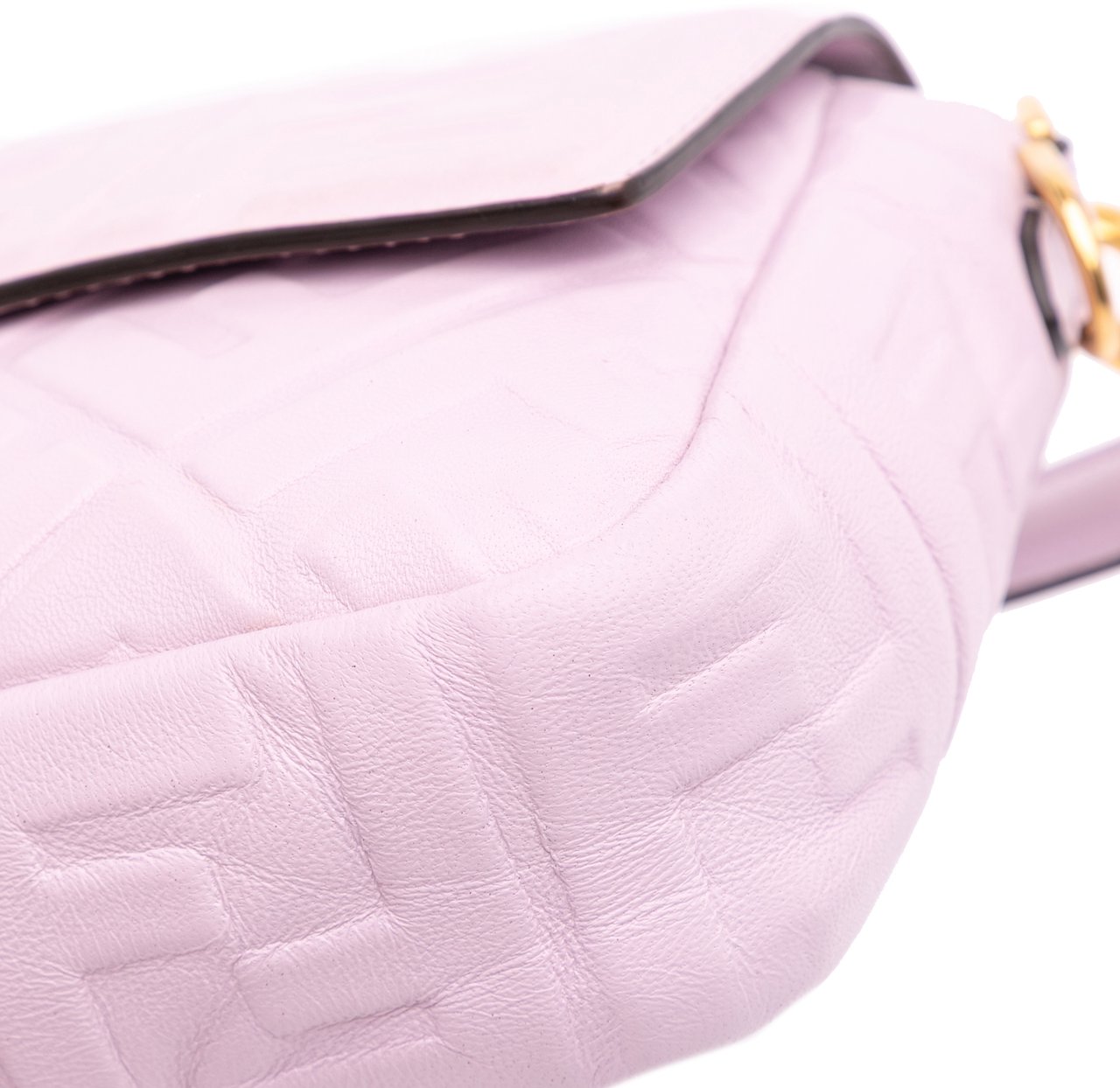 Fendi Medium Leather Embossed FF Baguette Satchel Roze