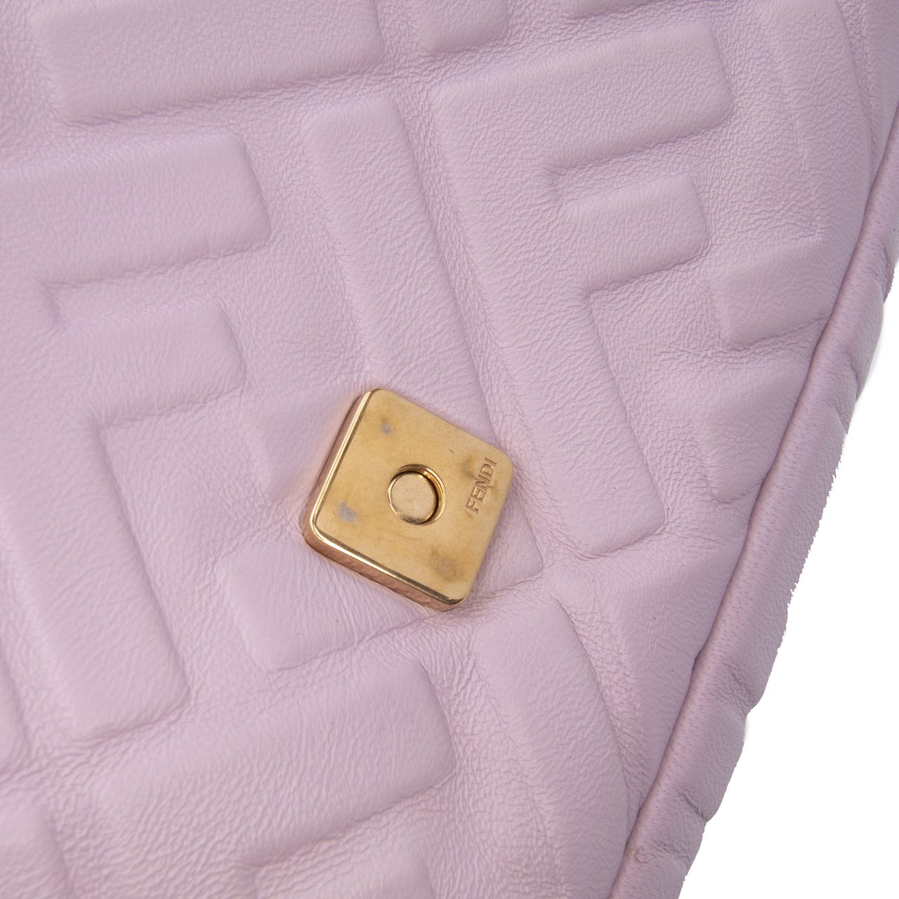 Fendi Medium Leather Embossed FF Baguette Satchel Roze