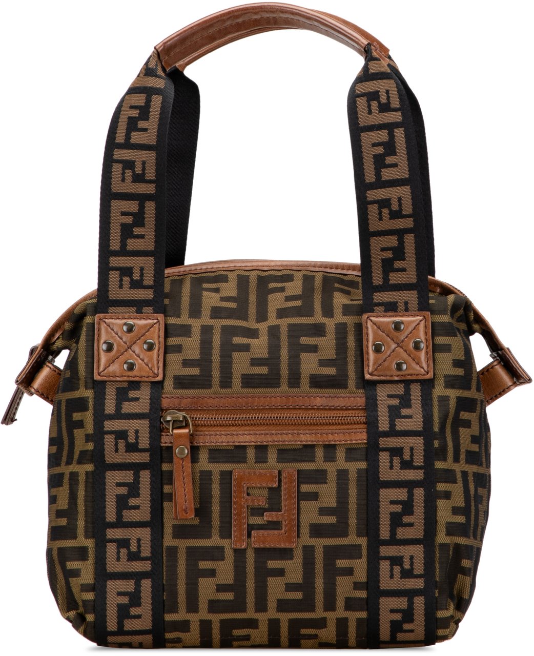 Fendi Zucca Canvas FF Handbag Bruin