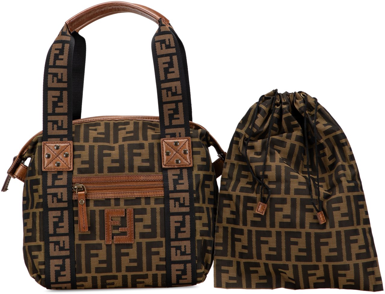 Fendi Zucca Canvas FF Handbag Bruin