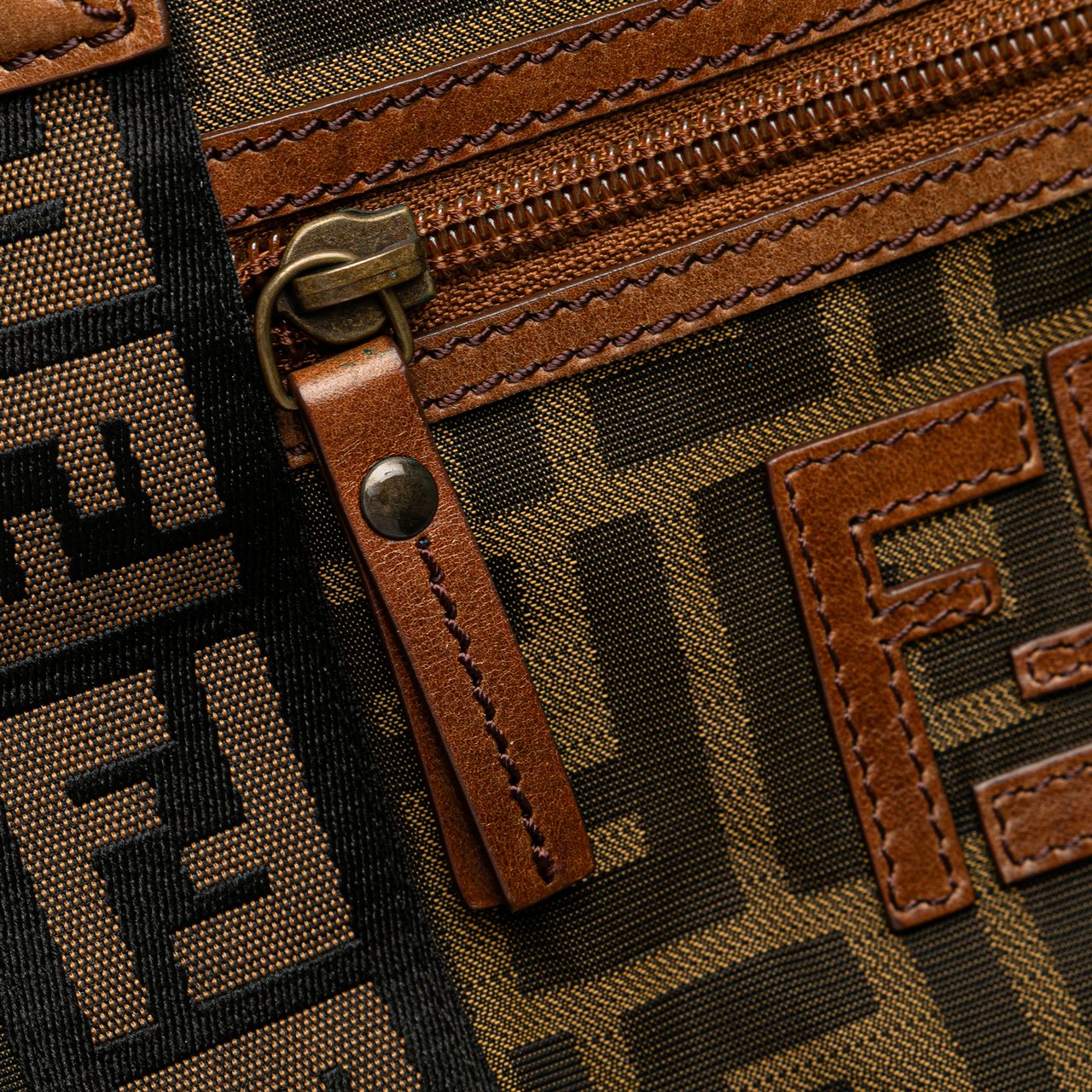 Fendi Zucca Canvas FF Handbag Bruin