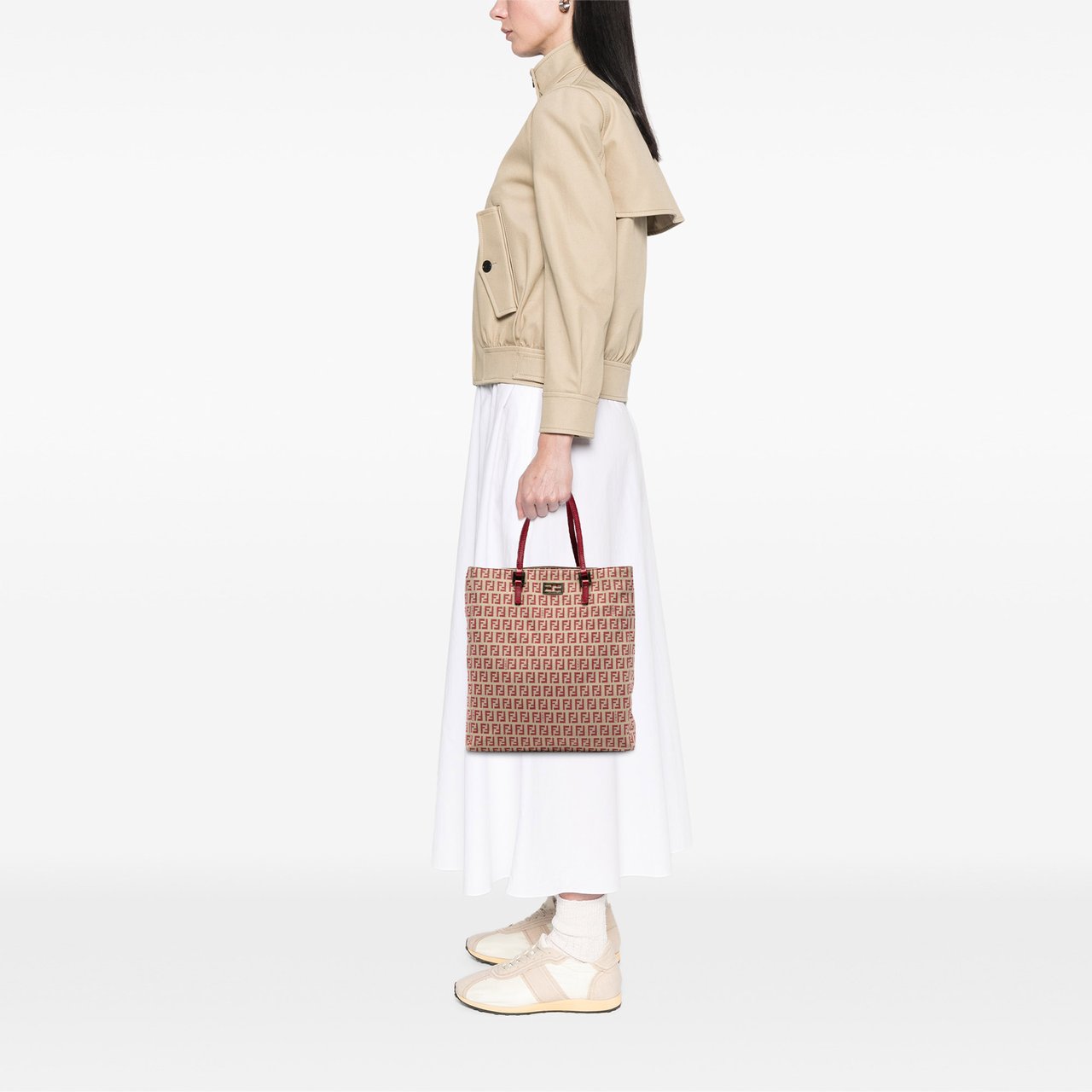 Fendi Zucchino Canvas Tote Bruin