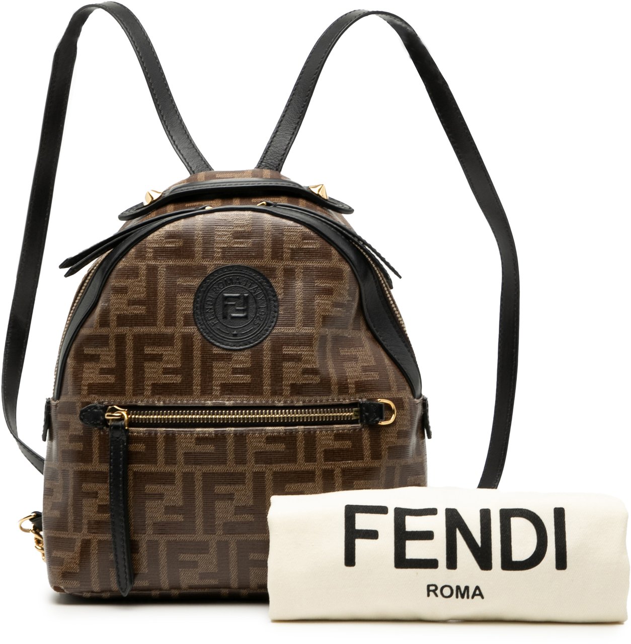 Fendi Zucca Coated Canvas FF 1974 Backpack Bruin