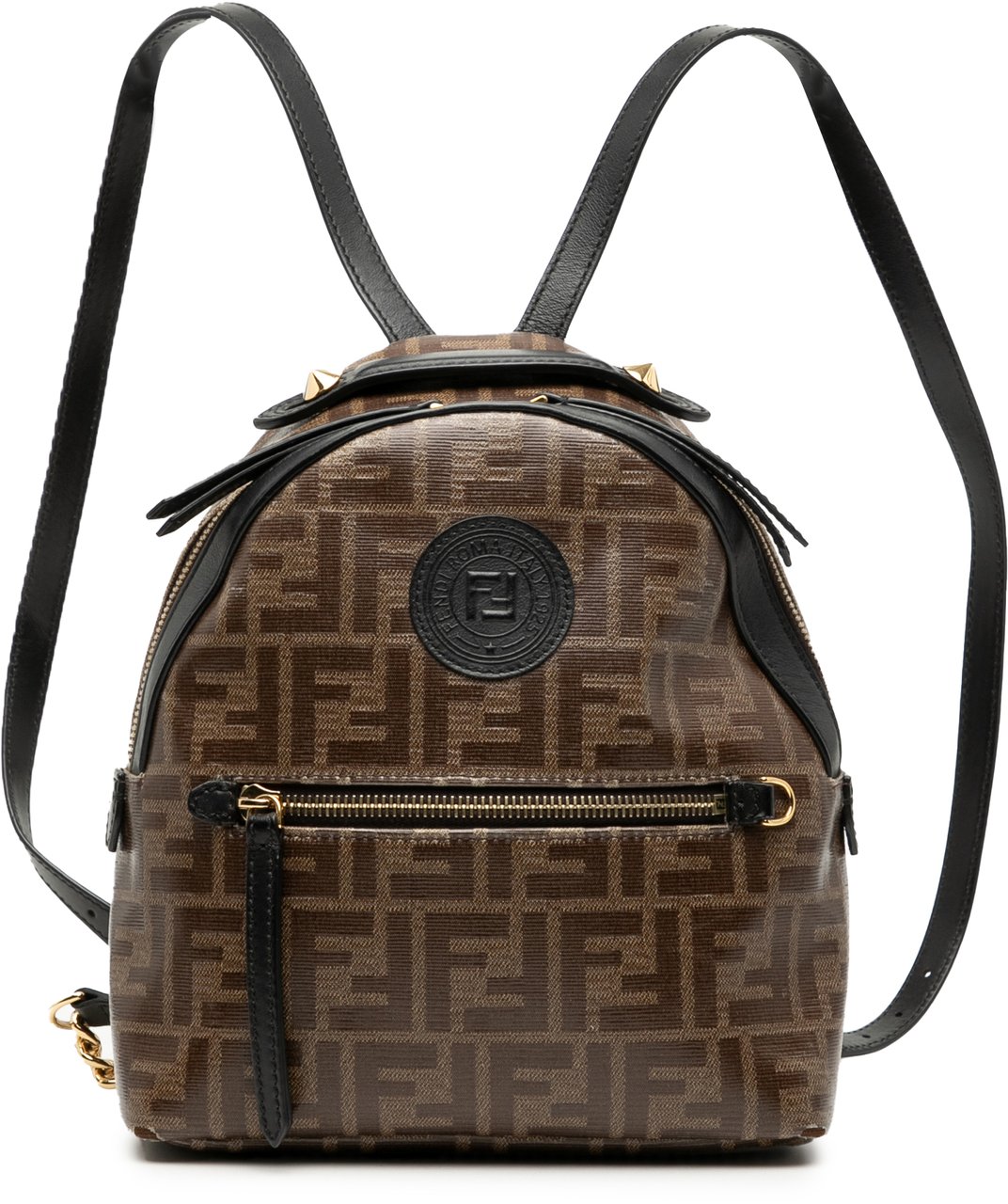 Fendi Zucca Coated Canvas FF 1974 Backpack Bruin