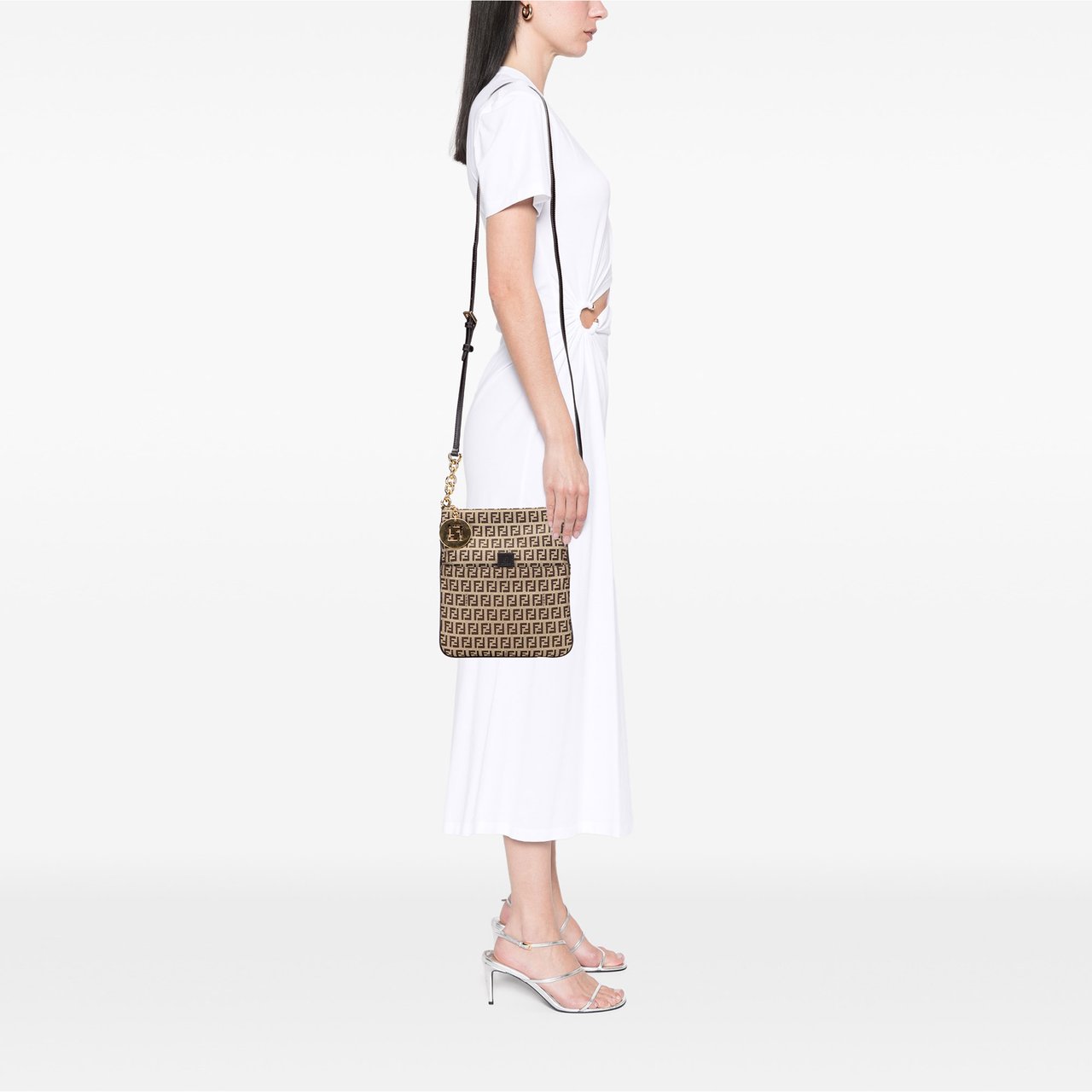 Fendi Zucchino Canvas Forever Crossbody Bruin