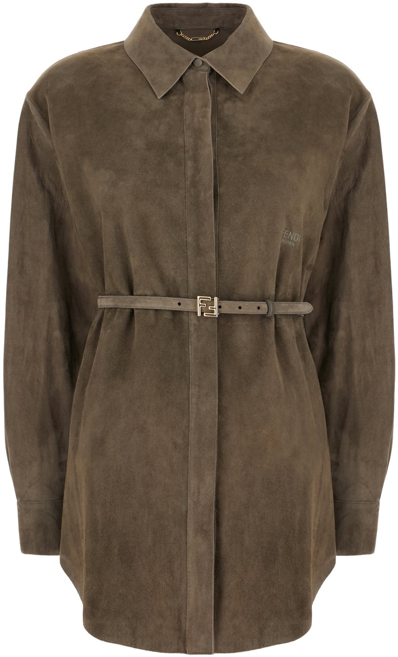 Fendi Fendi Dark grey suede shirt Grijs