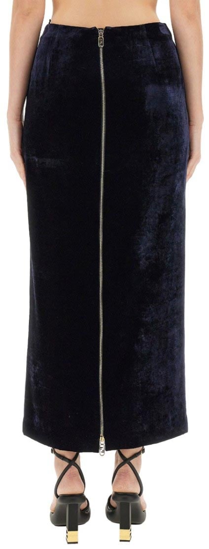 Fendi Black Slim-Fit Long Skirt Zwart