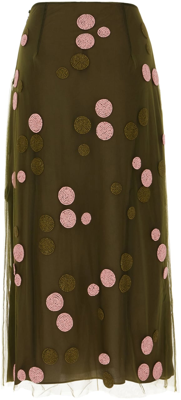 Fendi Fendi Military green tulle skirt Groen