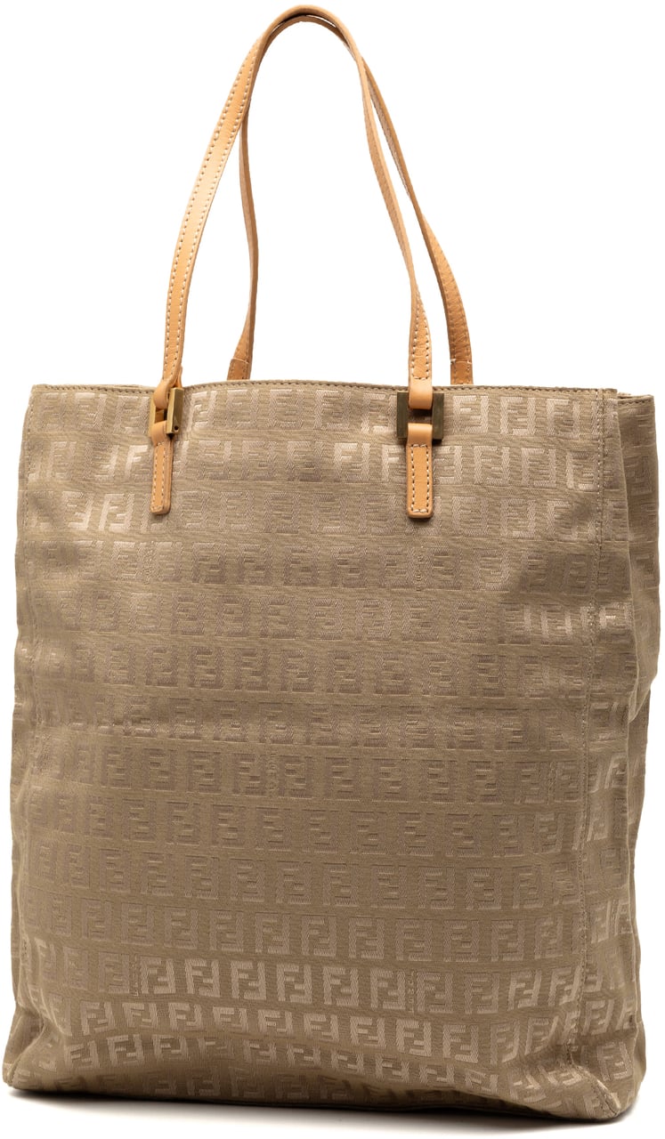 Fendi Zucchino Canvas Tote Bruin