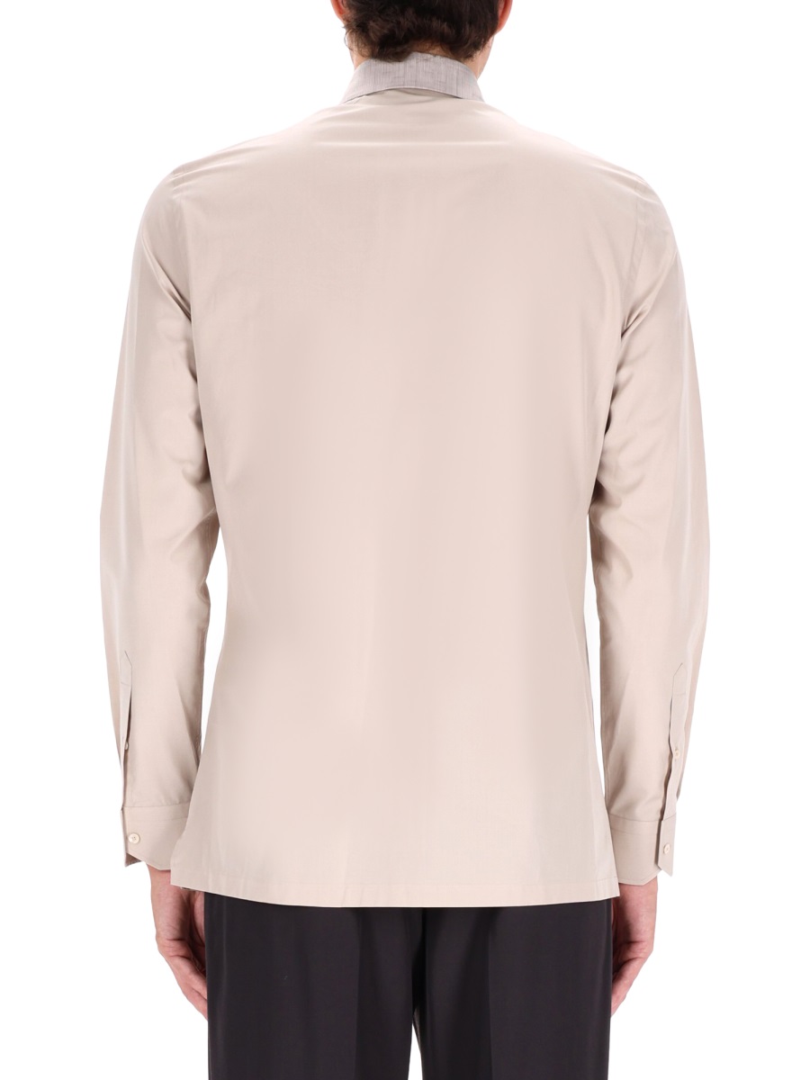 Fendi White Cotton Pointed Collar Shirt Neutraal