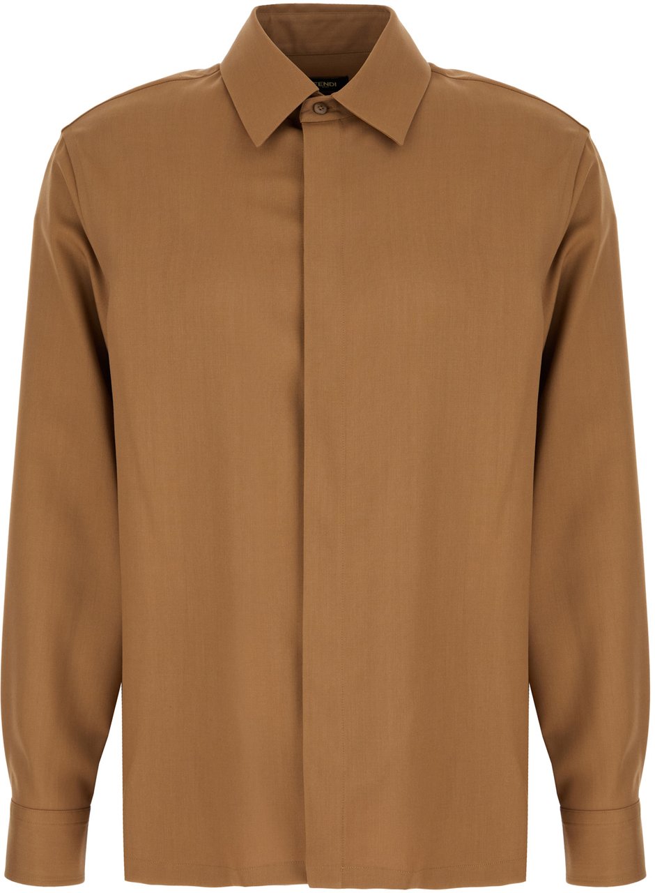 Fendi Fendi Brown wool blend shirt Bruin