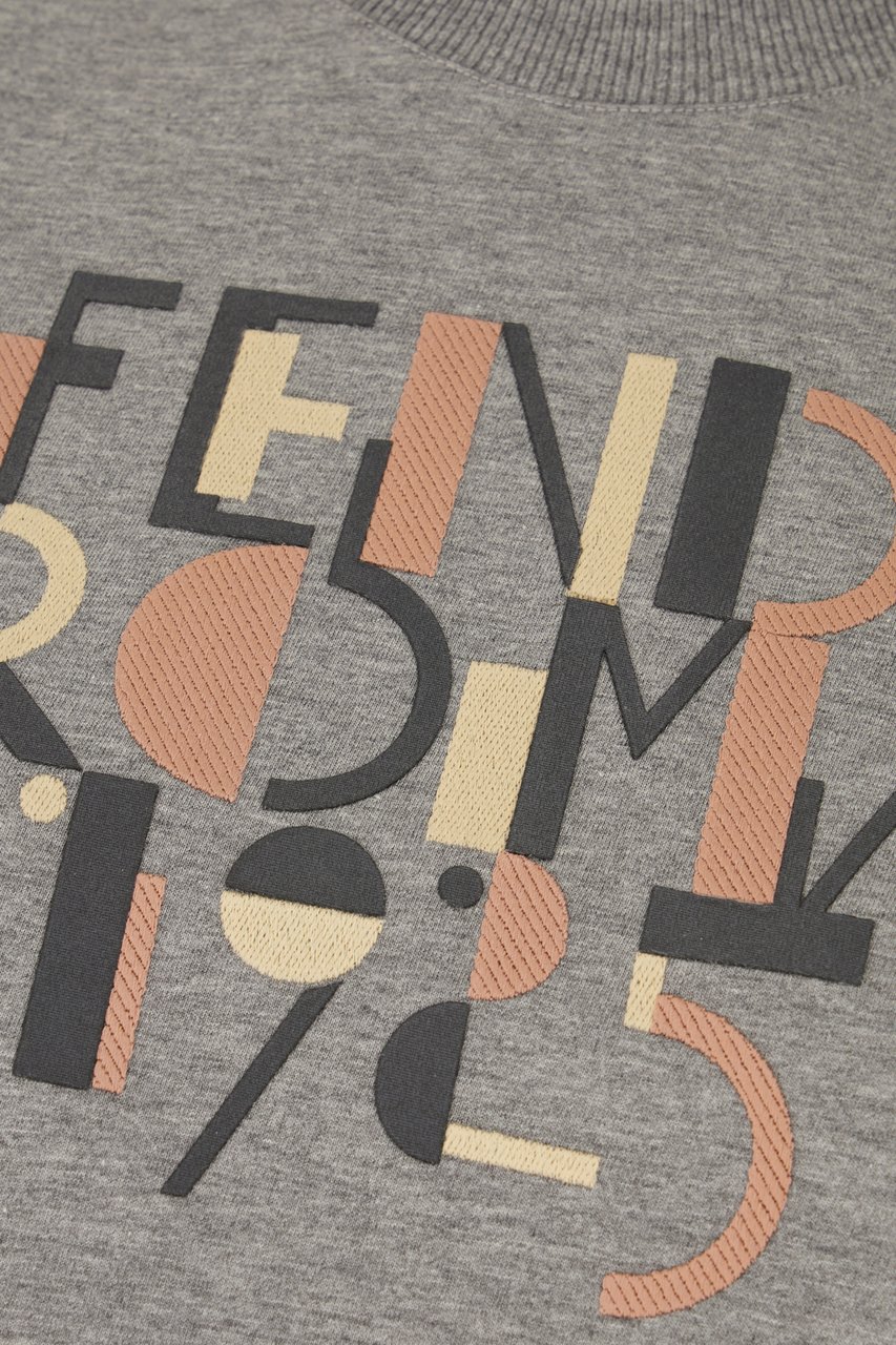 Fendi Fendi Melange grey cotton t-shirt Grijs