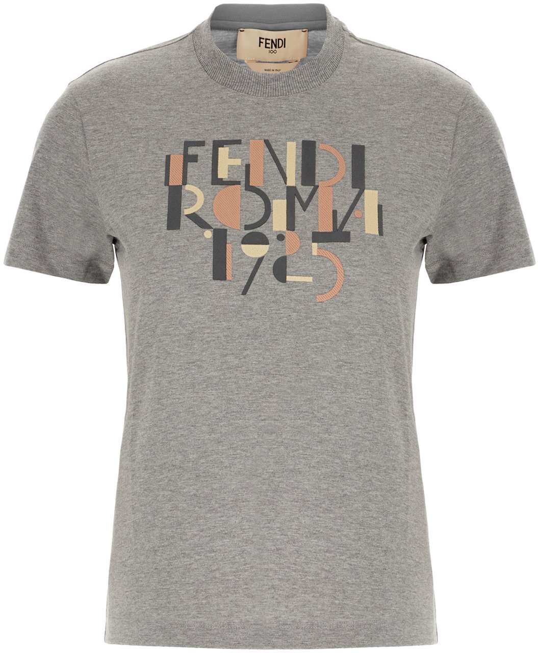 Fendi Fendi Melange grey cotton t-shirt Grijs