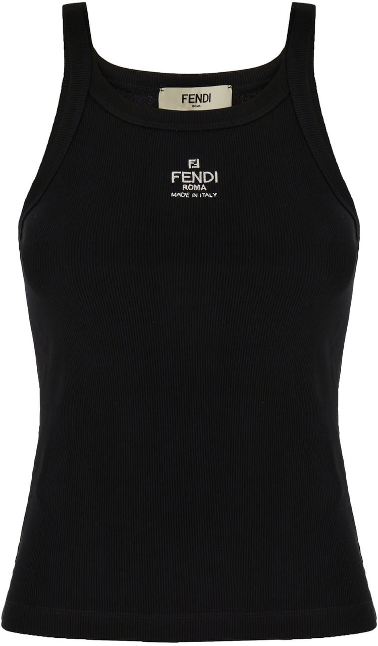 Fendi Fendi Black stretch cotton top Zwart