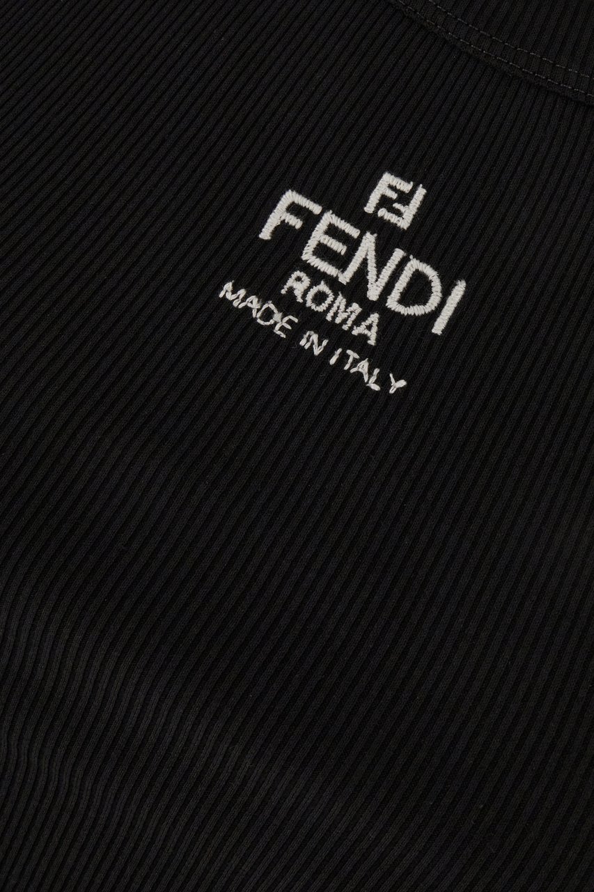 Fendi Fendi Black stretch cotton top Zwart