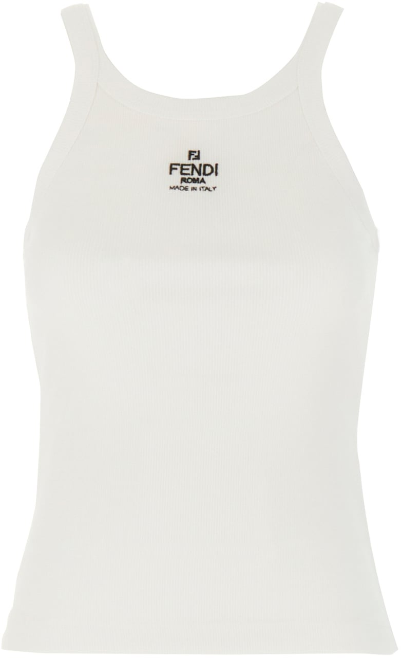 Fendi Fendi White stretch cotton top Wit