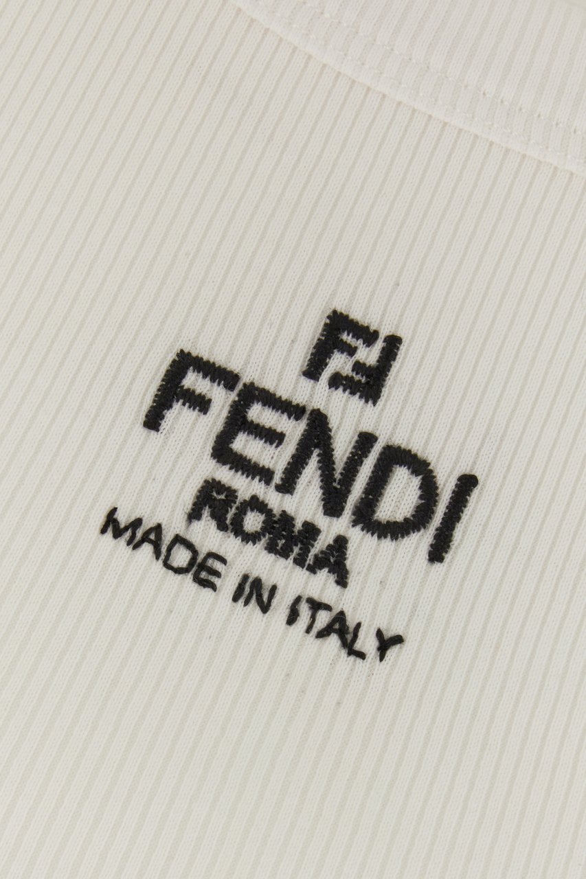 Fendi Fendi White stretch cotton top Wit