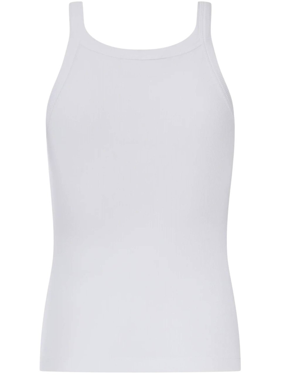 Fendi Sleeveless White Top with Square Neckline and Subtle Accent Wit