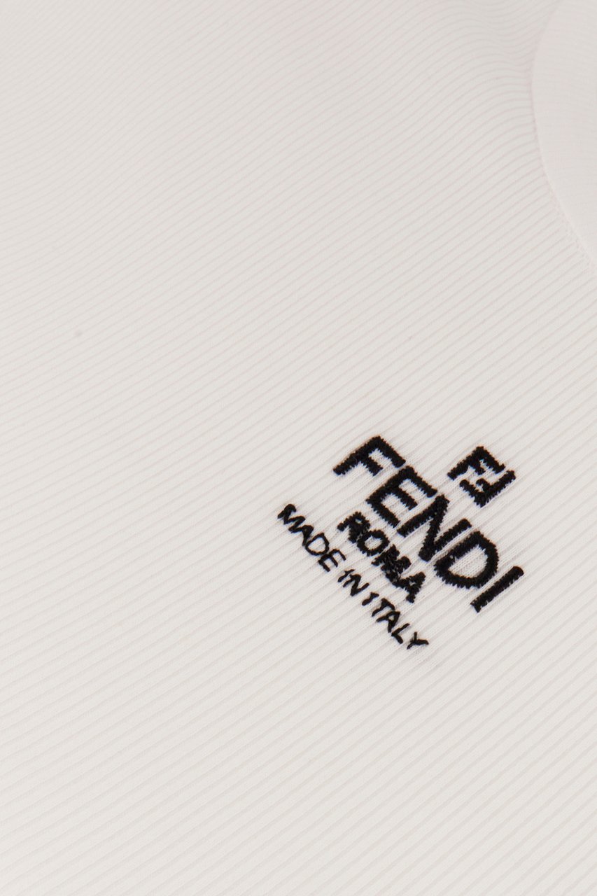 Fendi Fendi White stretch cotton t-shirt Wit