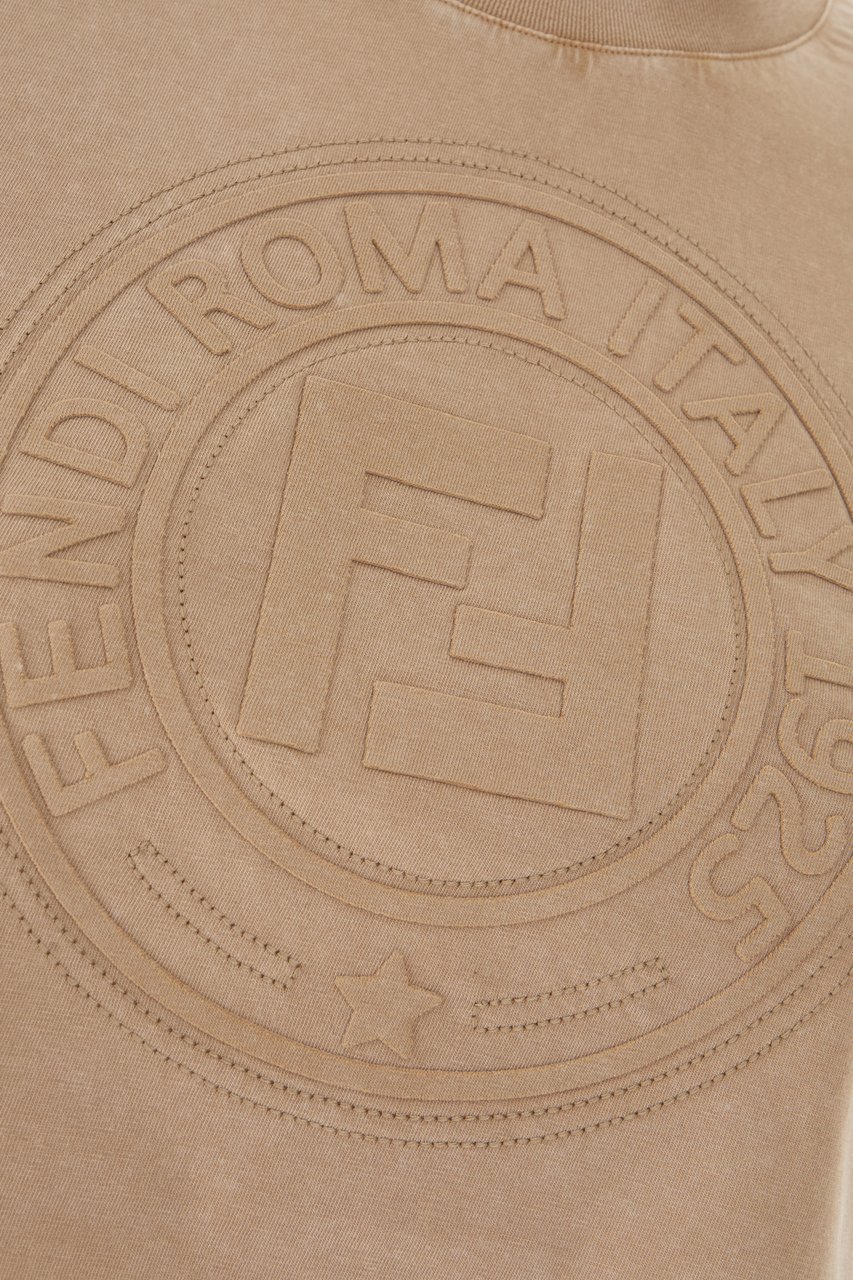Fendi Fendi Cappuccino in cotton t-shirt Bruin