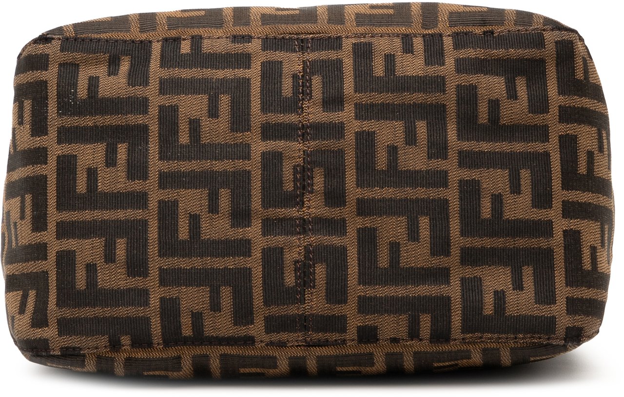 Fendi Zucca Canvas Double Flap Shoulder Bag Bruin