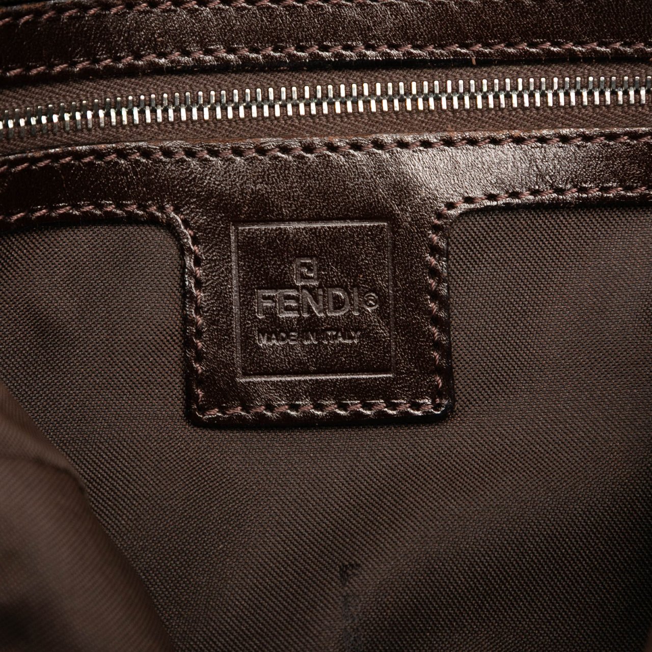 Fendi Zucca Canvas Double Flap Shoulder Bag Bruin