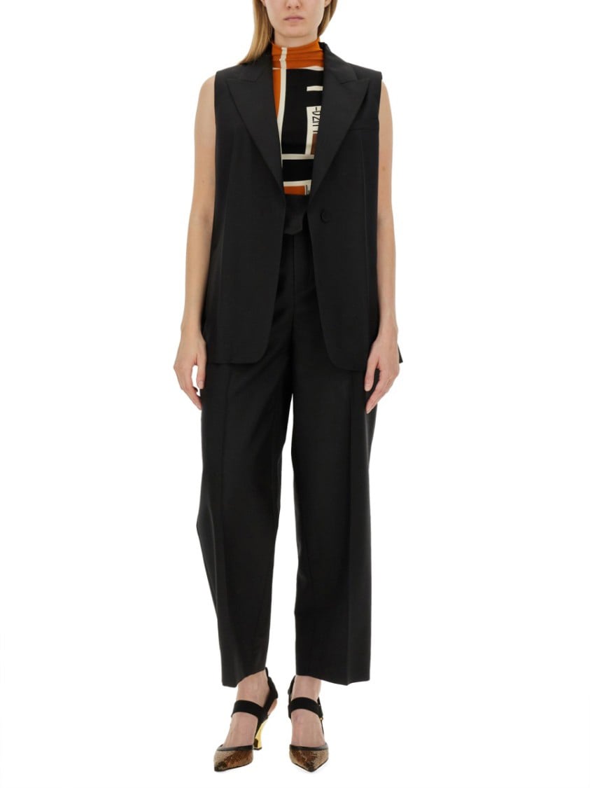 Fendi Black Tailored Vest With Sharp Lapel Zwart