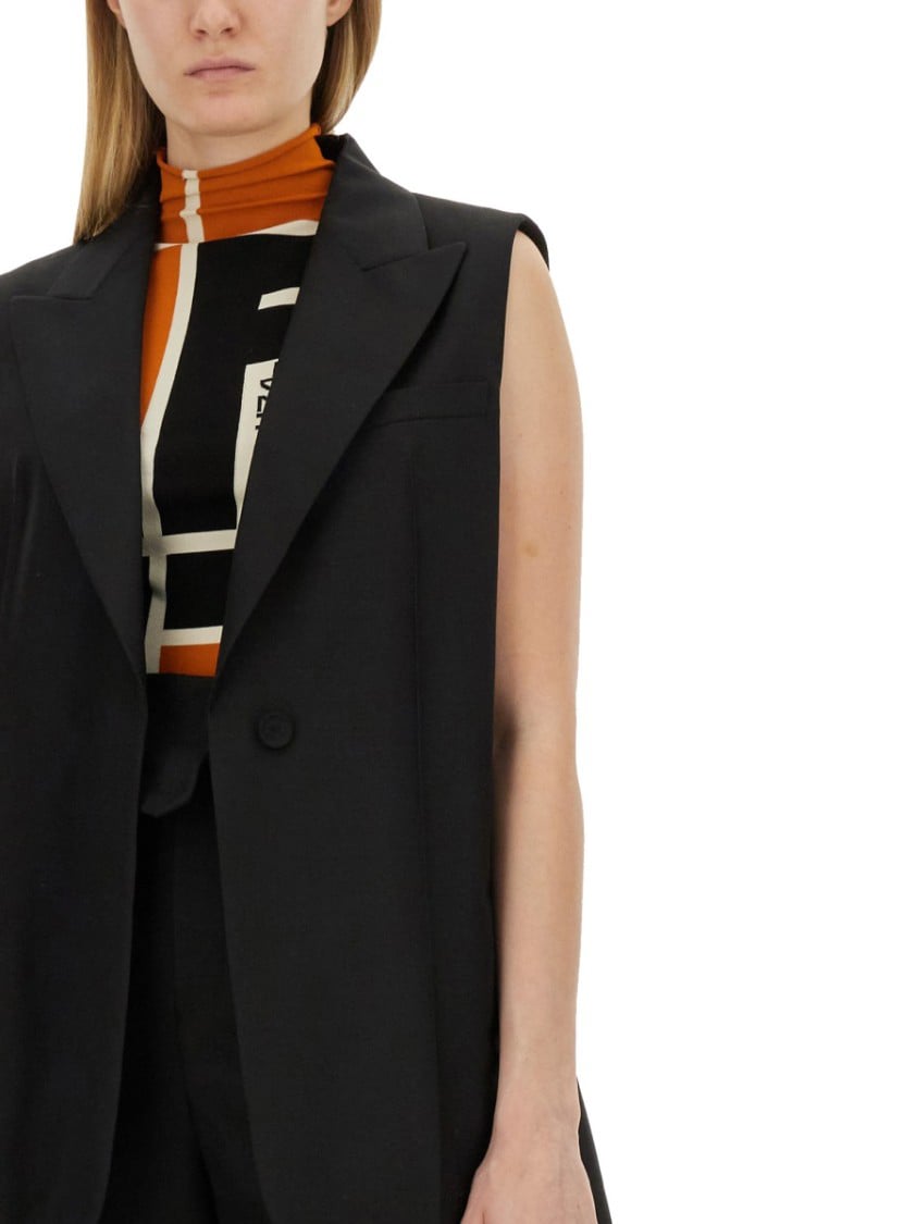 Fendi Black Tailored Vest With Sharp Lapel Zwart