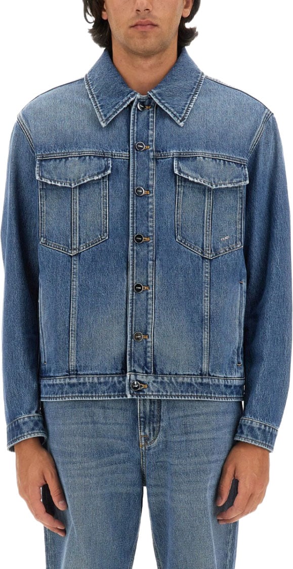 Fendi Classic Blue Denim Jacket Blauw