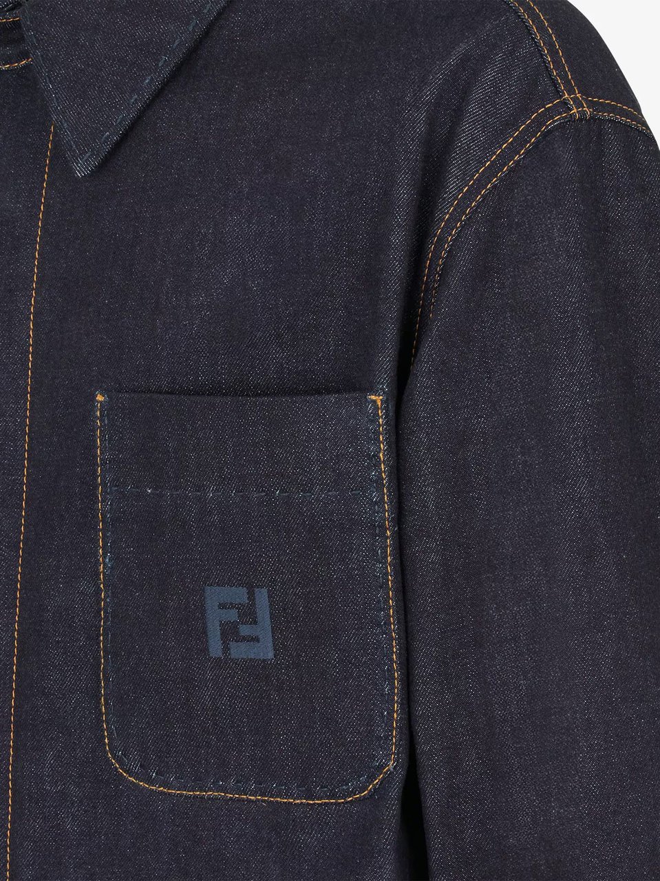 Fendi Selleria Structured Dark Blue Denim Jacket Zwart